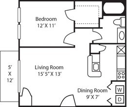 A1 1Bedroom 625sf 2212 floor plan